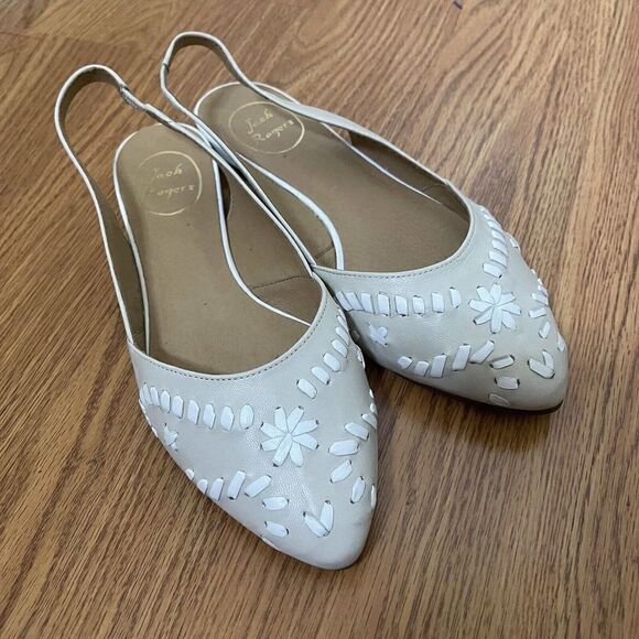 Jack Rogers Rory ivory slingback flat point toe shoes size US 8.5 - Picture 3 of 6